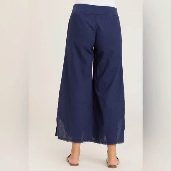 XCVI WEARABLES Astri Linen Crop Pant Navy Blue - Picture 2 of 4